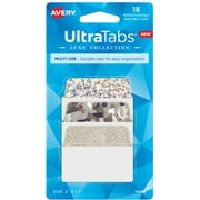 Avery Ultratabs Luxe, Multi-Use Style, Size 2" x 1.5", Handwrite, Film, Assorted Silver, 18 Tabs