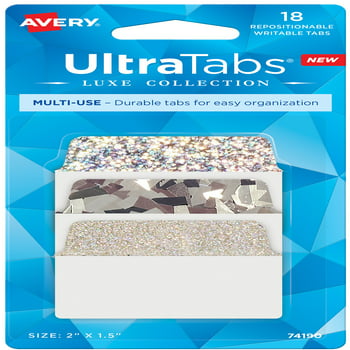 Avery Ultra Tabs, Multi-use Style, 2" x 1.5", Holographic Silver Design, 18 Tabs (74190)