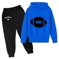 thumbnail image 2 of Boy Sweatsuit Size 14 Long Sleeve Rugby Football Print Hoodie Pullover Tops and Sweatpants Athletic Sweatsuits Sets Regular Fit Kids Clothes,Z4-Blue,9-10 Years, 2 of 4