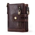 thumbnail image 1 of maskred Leather Wallet Men Vintage Zipper Purse Coin Case Credit Card Holder Wallet, 1 of 6