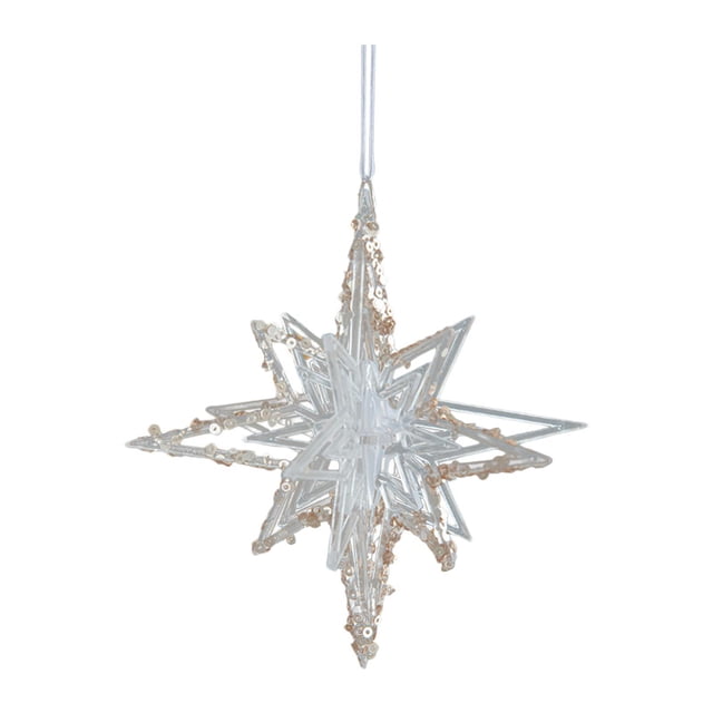 Colgante de de Navidad con lentejuelas, decoración navideña, envoltura de regalos, artesanía, adorno navideño acrílico para ventana, guardería, Estrella de los ocho ángulos