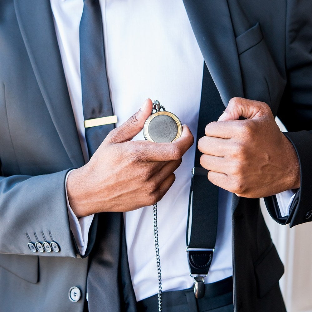 Personalized Gold Frame Gunmetal Pocket Watch