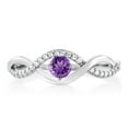 thumbnail image 2 of Gem Stone King 0.55 Ct Round Purple Amethyst 925 Sterling Silver Infinity Ring, 2 of 3