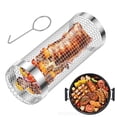 thumbnail image 2 of OUSITAID Panier à Rôtissoire en Acier Inoxydable Cage Grillée Barbecue Panier à Grill Roulant Antiadhésif Lavable pour Barbecue Extérieur Camping Pique-Nique, 2 of 9