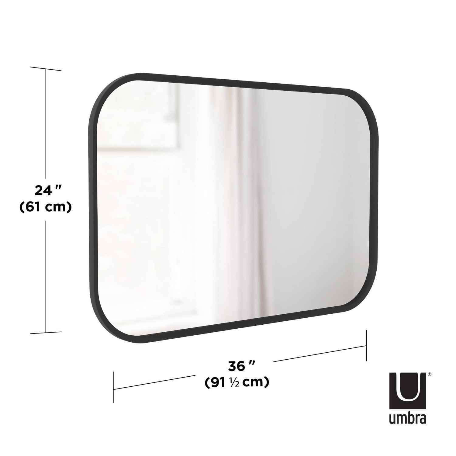 Miroir rectangulaire Umbra Hub 24 x 36 "(61 x 91 cm), noir