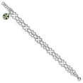 thumbnail image 2 of White Sterling Silver bracelet Themed Green Cubic Zirconia CZ Round Clear Shell 6.5 in 10.55 mm, 2 of 2