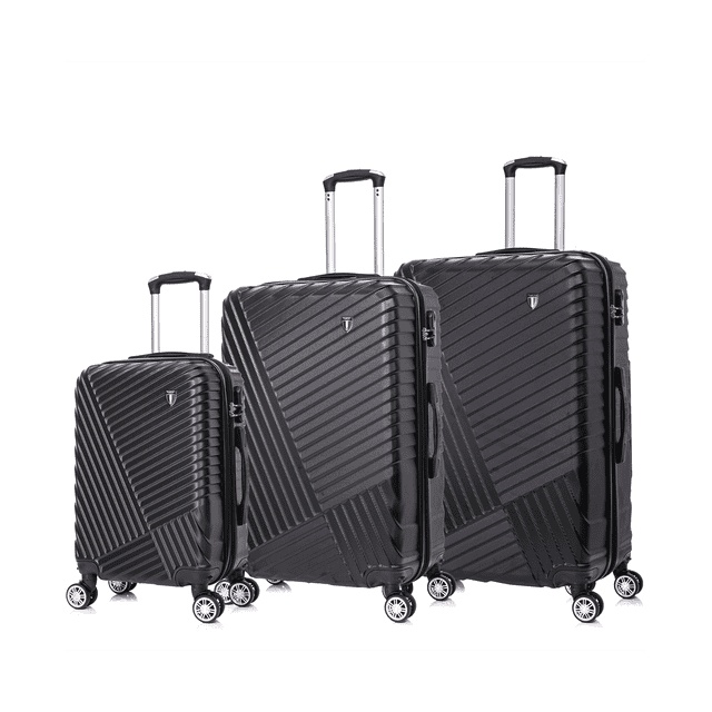 TUCCI Italy VOLARO Ensemble de Valises Rigides à 3 Pcs Résistantes aux Rayures et Légères à Roulettes Pivotantes avec Cadenas à Combinaison (20 Pouces, 28 Pouces, 32 Pouces) - Noir