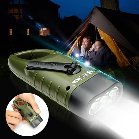 - Mini Emergency Flashlight Hand Crank Flashlight Solar Powered LED Light Lamp Charging Powerful Torch With Clip or Emergency, Hiking, Camping, Climbing