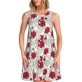 thumbnail image 1 of Disketp Leaves And Anemone Flowers In Red Grey para Vestido sin Mangas para Mujeres, Vestidos de Verano para Mujeres, Casual y Holgado para la Playa, 1 of 6