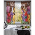 thumbnail image 3 of Spring Flowers Sheer Curtains 45 Inch Length 2 Panels Set for Living Room/Bedroom, Watercolor Farmhouse Colorful Wooden Grain Kitchen Curtains Grommet Semi-Sheer Curtains Window Treatments 42"x45"x2, 3 of 7