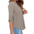 thumbnail image 4 of Fashion V-Neck Chiffon Blouse Tops for Womens Long Sleeve T-Shirt Casual Blouse Loose Fit T-shirt Black/White/Grey, 4 of 5