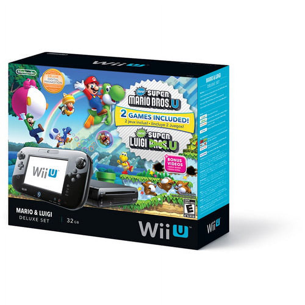 Nintendo Wii U - Mario and Luigi Deluxe Set - game console - Full HD, Full HD, HD, 480p, 480i - black - Super Mario Bros. U, Super Luigi U - image 2 of 2