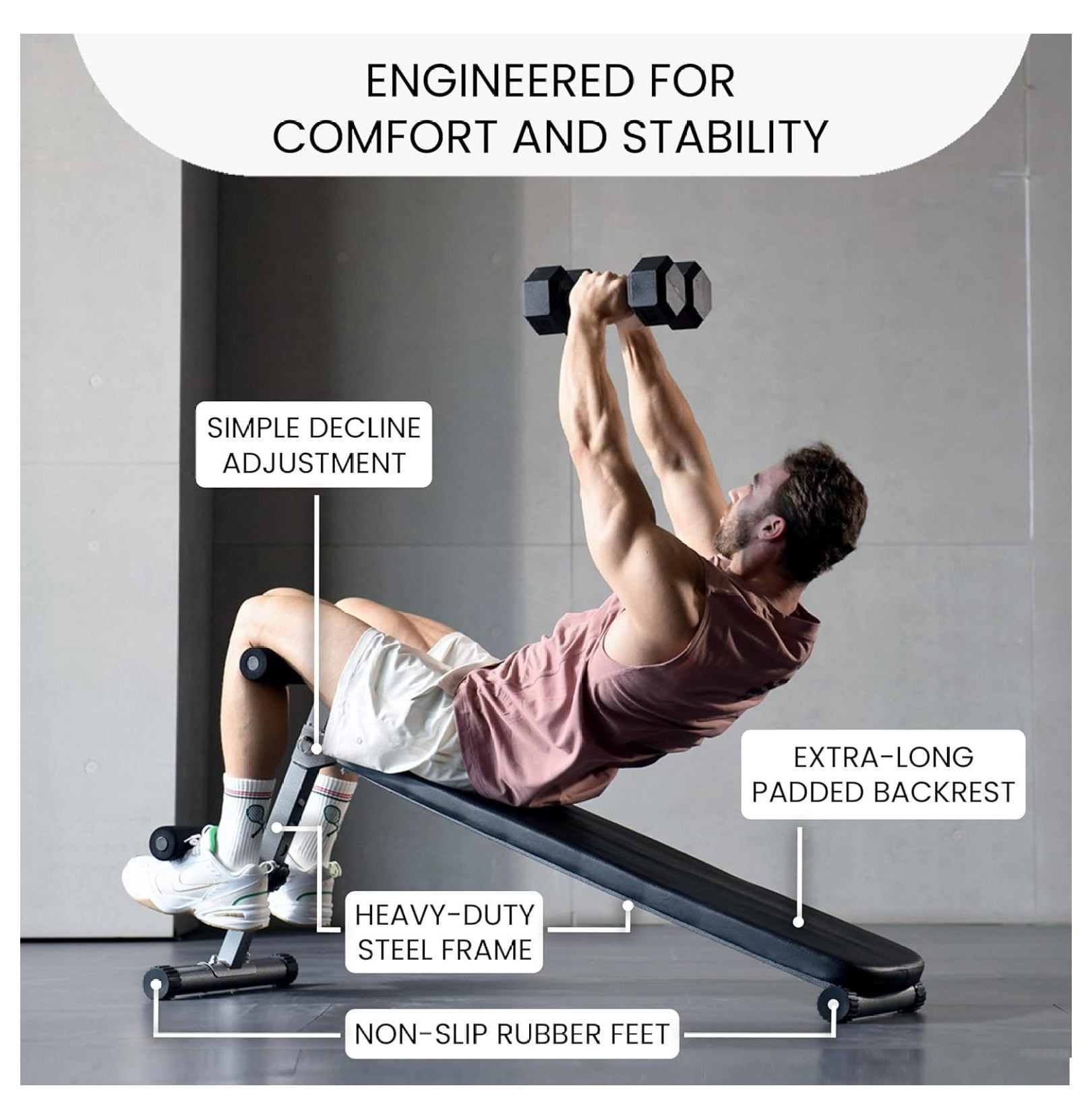 Finer Form Gym-Quality Adjustable Sit Up Ab & Decline Weight for Home Gym Strength Training.