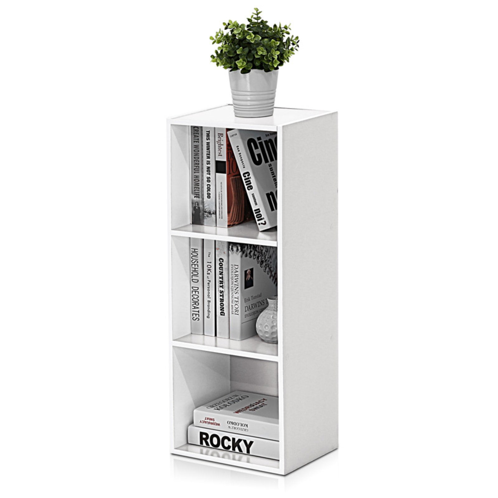 Furinno Luder Tall 3Tier Open Shelf Bookcase, Engineered Wood, Pink/White  (图5)