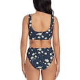 thumbnail image 3 of Kdxio Daisies Flowers Print Women's 2 Piece High Waisted Wrap Spaghetti Strap Summer Swimsuit Bikini Set-Small, 3 of 7