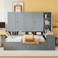 thumbnail image 3 of Full Size Wooden Daybed With Three Drawers, and All-in-One Cabinet, Desk and Shelves, Gray, 3 of 9