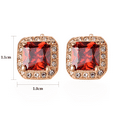 thumbnail image 4 of Yoursfs Big Birthstone Ruby Clip on Earrings for Women Wedding Bride Square CZ Halo Clip Earrings Non Pierced Ears Fashion Jewelry Gifts, 4 of 8