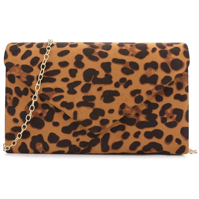 Bolso de noche BBJinRonjy, terciopelo, gamuza, leopardo