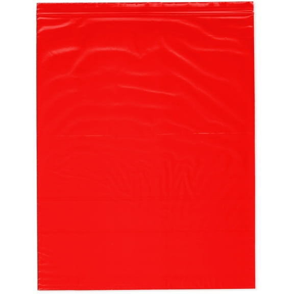 Plymor 12" x 15" (Pack of 100), Red 2 Mil Zipper Reclosable Plastic Bags