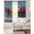 thumbnail image 2 of Spring Flowers Kitchen Curtains Rustic Botanical Vases Floral Oil Painting Cafe Short Curtains for Bathroom Blackout Window Curtain Small Window Treatment Drapes for Bedroom Living Room 27.5"x39"x2, 2 of 9