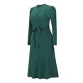 thumbnail image 4 of Vestido de corte A con vuelo para mujer con cinturón Vestido informal elegante para ir al trabajo Kuymtek Verde T XL para Mujer, 4 of 9