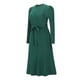 thumbnail image 4 of Vestido Vestido de punto acanalado casual de una línea de mujer vestido de suéter elegante de color sólido Kuymtek  Verde T XL para Mujer, 4 of 8