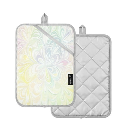 2 Pcs Pot Holders Sets Oven Mitts Square Potholders Oven Hot Pads Heat Resistant for Kitchen Cooking Baking 7 x9.8 Light Yellow Complex Lace