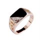 thumbnail image 1 of Anillo de boda clásico de diamantes de imitación dorado con esmalte negro para hombres y mujeres shaofei, 1 of 5