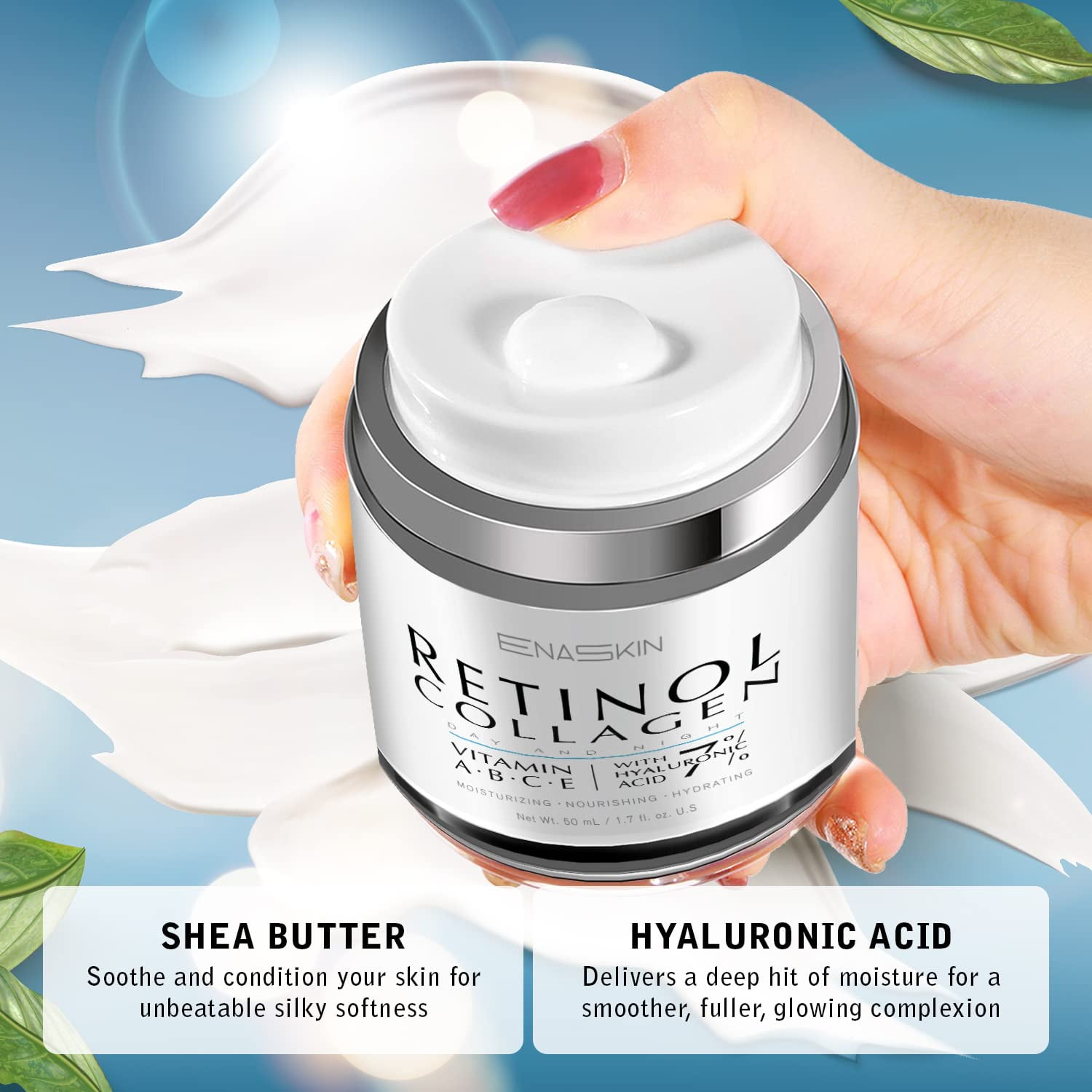 Enaskin Naturals Retinol Collagen Day and Night Face Cream, Skincare Face Moisturizer, 1.7 fl oz