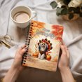 thumbnail image 3 of Happy Thanksgiving Chinese Crested Turkey Costume Pumpkins Autumn Leaves Spiral Bound Journal Dog Lover 5x7in Spiral Notebook - 13014, 3 of 5