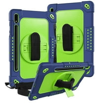SOATUTO for Samsung S8 / Galaxy S7 11 inch Tab Case with S Pen Holder Kickstand Shoulder Hand Strap Hybrid Kids Friendly Cover For Samsung Galaxy S8 X700 X706 2022 / S7 T870 T875 2020 - Navy Green