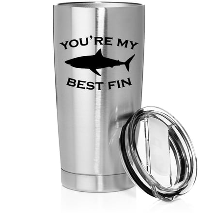 Smooth Body Tumbler Stainless Steel Vacuum Insulated Travel Mug Cup Gift You re My Best Fin Friend Shark (Stainless Steel 20 oz)