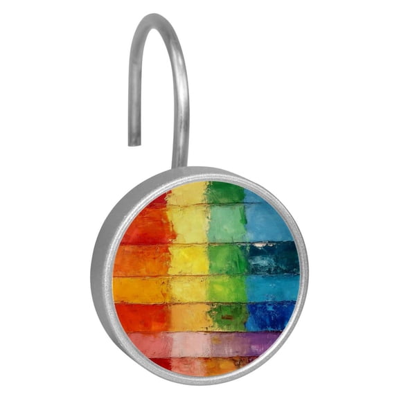 HemaKayy 12 Pcs Shower Curtain Hooks Bathroom Decorative Accessories Painted Rainbow Wall