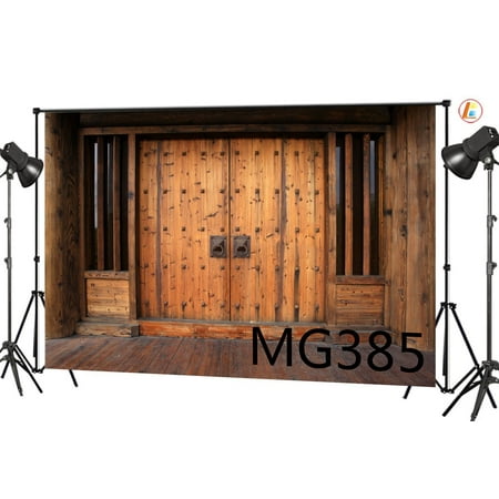 Image of MOHome 7x5ft Rustic Barn Wood Door Photography Backdrops Studio Background Vintage Photo Backdrop Studio Props