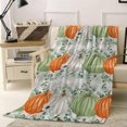 thumbnail image 2 of Green Orange Pumpkins Fall Throw Blanket Thanksgiving Decorations Throw Blanket for Couch, Soft Flannel Fleece Bed Throw Blankets, Buffalo Plaid Lightweight Blankets & Throws for All Season, 40x50Inch, 2 of 6