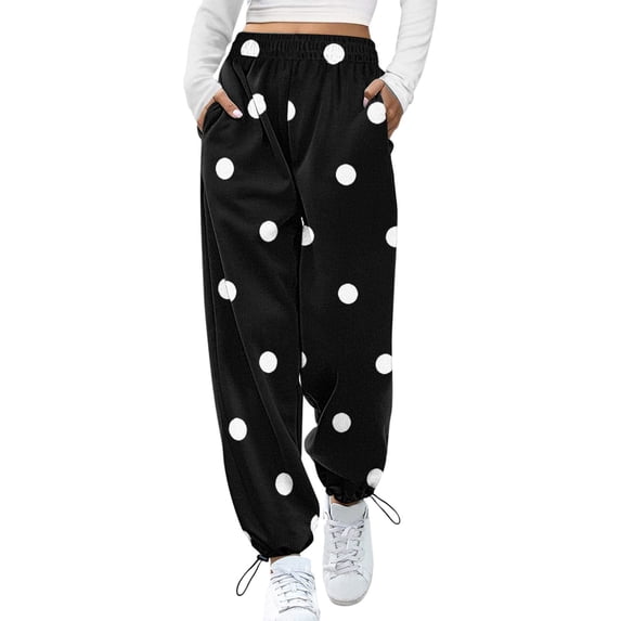 Franhais Women's Casual Sweatpants Unique Print High Waist Fitness Jogging Pants with Pocket