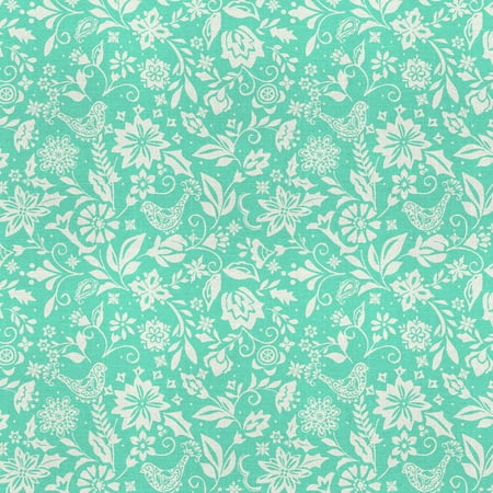 The Pioneer Woman 21" x 18" Cotton Maize Bird Toss Precut Sewing & Craft Fabric, Green
