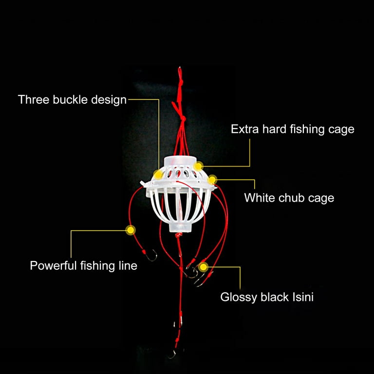Mairbeon Bighead Carp Fishing Rig Sharp Hooks Strong Line White Baits Cage Fish Attraction Long Lasting Silver Carp Fishing Rig Fishing Equipment