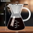 thumbnail image 2 of 500ML 16.9oz Glass Pour Over Coffee Maker with Double Stainless Filte - 4 Cup (Approx Refers to 4 oz. Per Cup) Thickened Heat-Resistant Paperless Pour Over Coffee Dripper Perfect Extraction for Home, 2 of 6