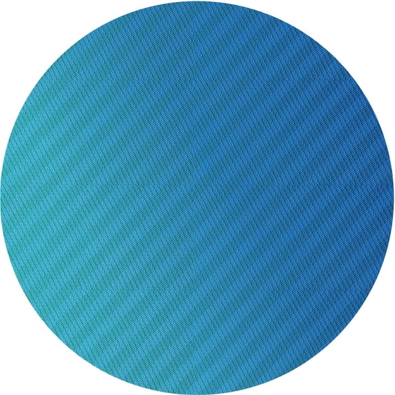 Ahgly Company Machine Washable Indoor Round Transitional Blue Area Rugs, 6' Round