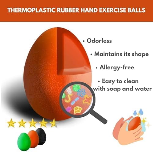 WLIKKS Stress Balls for Adults - 3 Squeeze Balls for Hand Therapy, Stress Relief & Strength - 3 Resistance Levels