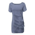 thumbnail image 3 of Tshirt Dress Women Summer Chiffon Patchwork Crewneck Short Sleeve Casual Mini Dresses T Shirt Dresses for Women, 3 of 5
