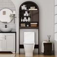 thumbnail image 2 of AHB Over Toilet Storage Cabinet with Doors and Shelves, Freestanding Bathroom Space Saver Organizer, 7.72"L x 23.7"W x 69.06"H, Coffee Color, 2 of 8
