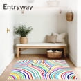 thumbnail image 3 of ODIKA 2'x3' Machine Washable Non-Slip Area Rug, Prismatic Waves Celebration Motif High Traffic Rug with Pad, Red, 702948, 3 of 8