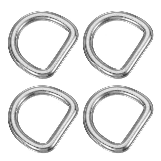 Uxcell Metal D-Rings, 304 Stainless Steel D Ring Welded Solid Dee Rings DIY Accessories for Dog Collars 6x25mm