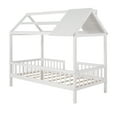 thumbnail image 6 of Aukfa Twin House Bed with Fence and Roof, Wood Montessori Bed for Kids, Teens - White, 6 of 8