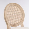 thumbnail image 3 of Triple Tree French Country Wooden Barstools, Rattan Back, Upholstered Seating, Cream (Set of 2), 3 of 7