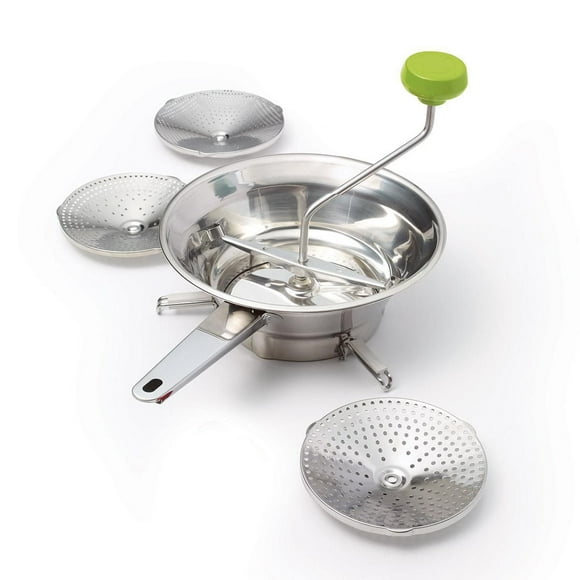 Starfrit Fruit and Vegetable Mill, 3 Stainless Steel Discs, Automatic Skin and Seed Separator, Non-Slip Foldable Feet, Easy to Clean, Ideal for Baby Food, Soups, Sauces, Canning