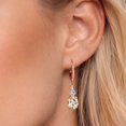 thumbnail image 3 of Gem Stone King 18K Rose Gold Plated Silver Morganite Peach and White Lab Grown Diamond Dangle Earrings for Women (3.77 Cttw, Oval 9X7MM), 3 of 6