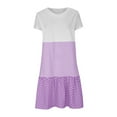 thumbnail image 4 of Fartey Plus Size Summer Dresses for Women Clearance Casual Loose Short Sleeve Crewneck Stripe Patchwork Dresses Lightweight Flowy Beach Holiday Sundress, 4 of 6